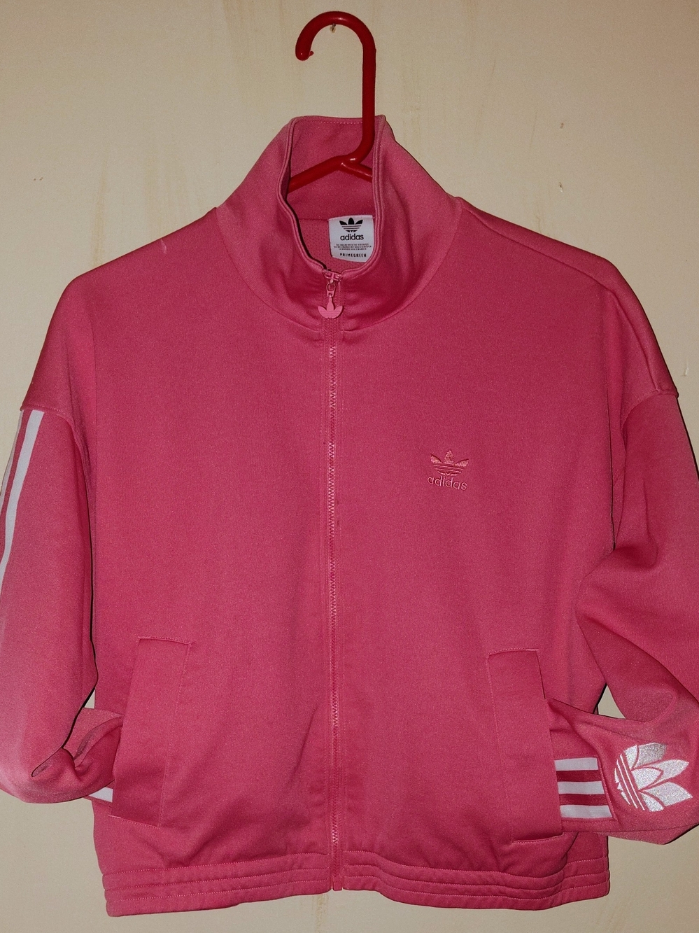adidas Pink Track Varsity Jacket with Three-Stripes